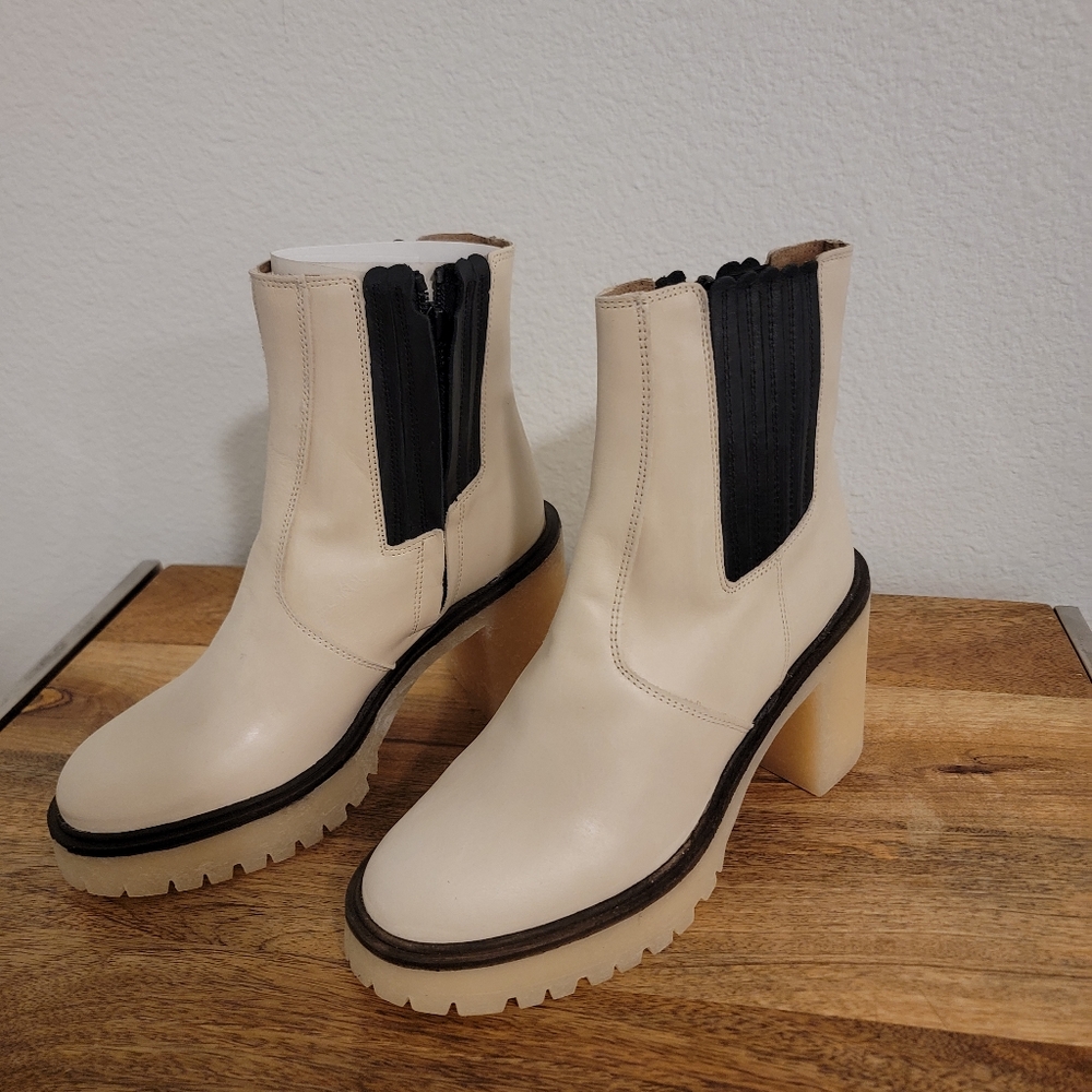 Free People Boots White James Chelsea Lug Sole Chunky Y2K 90s NIB - Picture 2 of 15